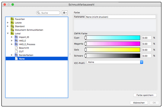 Schmuckfarbe NONE erzeugen, bzw. auswählen