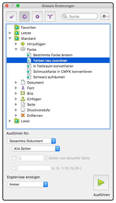 Globale Änderung Farbe neu zuordnen