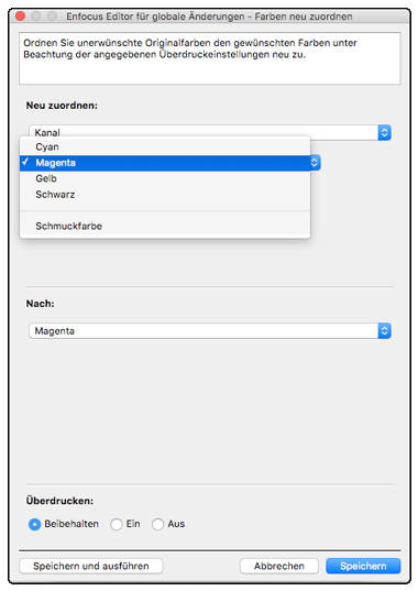 Farbkanal Magenta auswählen