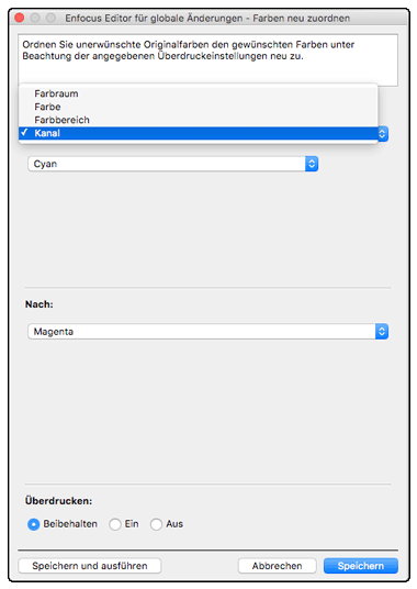 Auswahl des Farbkanales