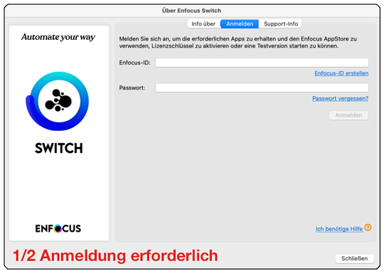 Ein Log-In ist unbedingt erforderlich um aktuelle Apps zu beziehen