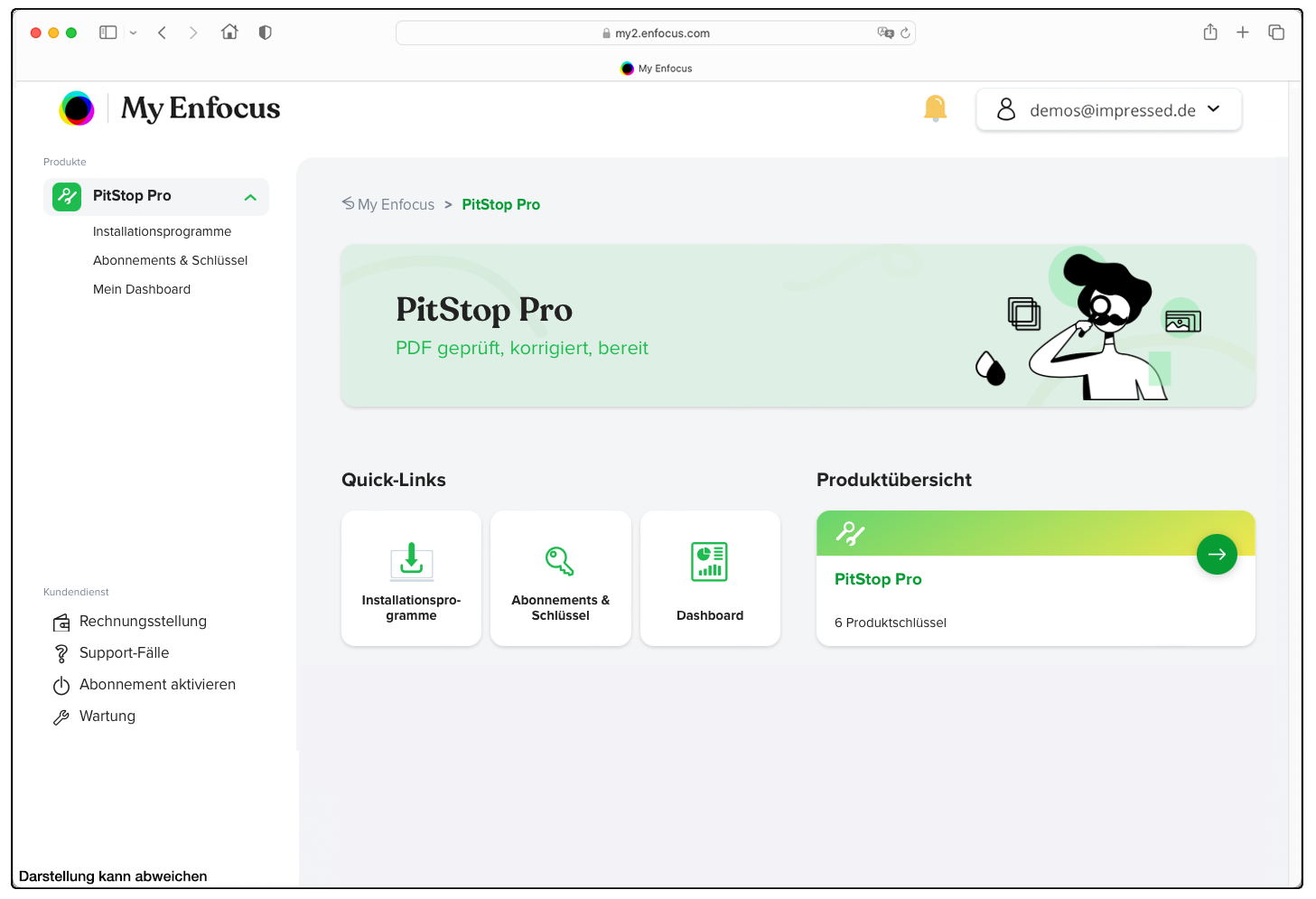 Rückmeldung das eine Enfocus ID erstellt wurde