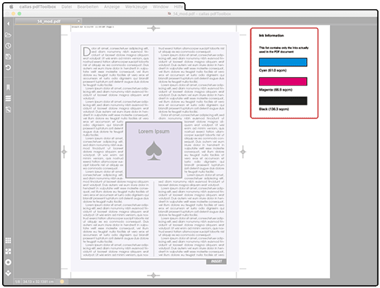 Darstellung der Farbinformation auf der ersten Seite