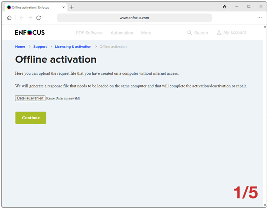 Die Anfrage wird übertragen und es wird eine Antwortdatei gespeichert