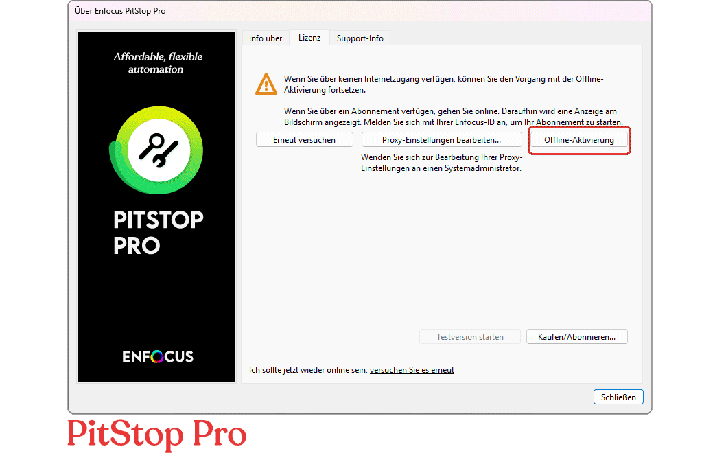 Es besteht die Möglichkeit in den OFF-Line Modus zu wechseln