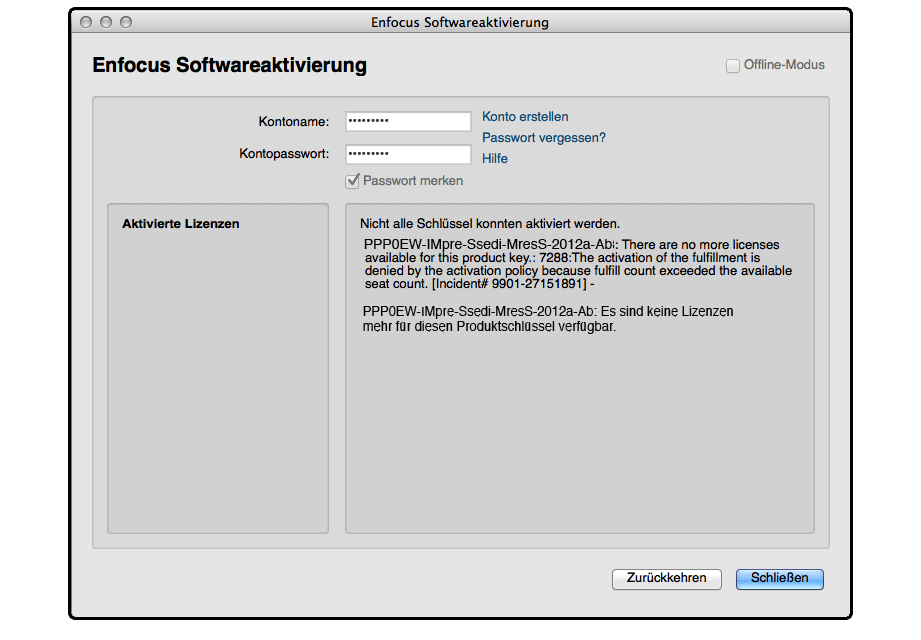 Keine freie Lizenz steht mehr zur Verfügung