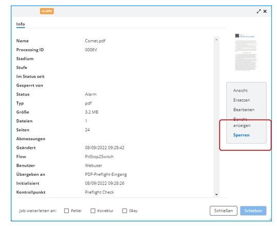 Ein Sperren der Bearbeitung für Andere Anwender ist auch möglich