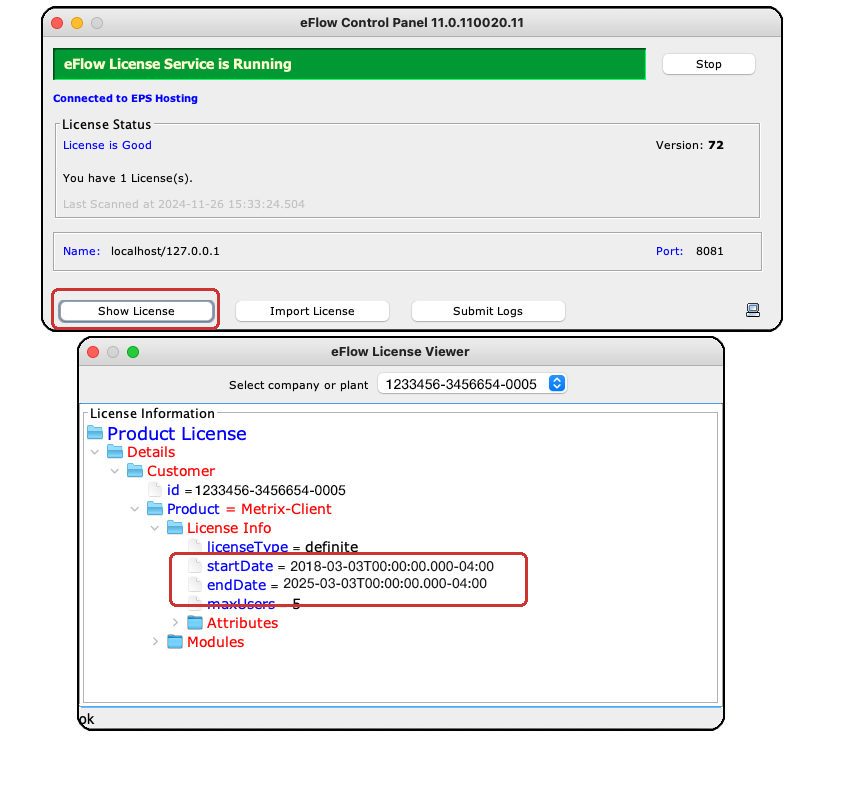 Über den Lizenz Manager kann man die Lizenzlaufzeit abfragen