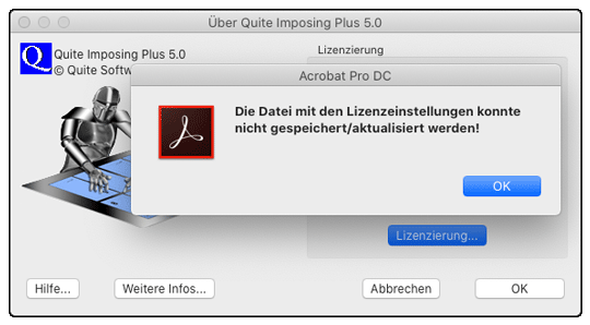 Die Lizenz Datei konnte nicht gespeichert werden