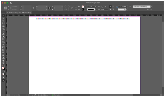Ein, in einem Layout Programm erzeugte Vorlage mit Farbkontrollstreifen