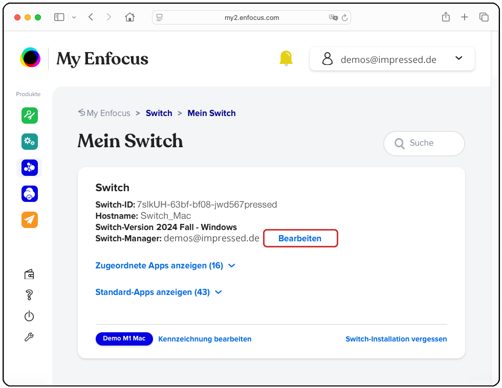 Hinzufügen einer weiteren Enfocus ID, die als zusätzlicher Manager handelt
