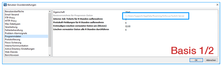 Das Basis Verzeichnis ändert sich bei einer falschen Benutzer Anmeldung