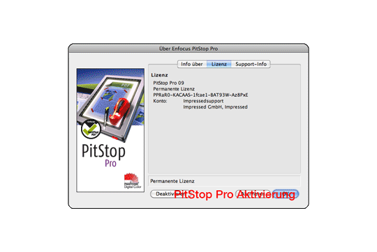 Unter dem PitStop Lizenzfenster lassen sich die Lizenzen aktivieren