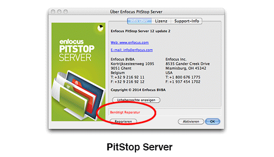 Das LIzenzfenster zeigt eine