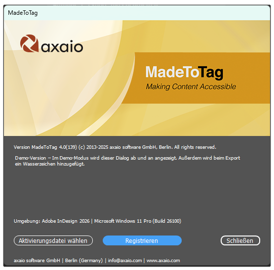 axaio-Registrier-Dialog