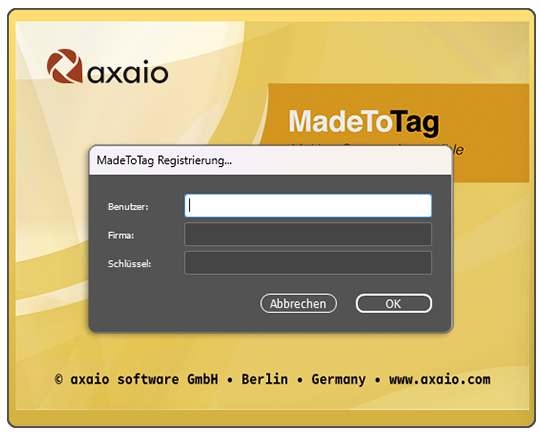 Aktivierung der Version mit Namen und Lizenzschlüssel als Vollversion