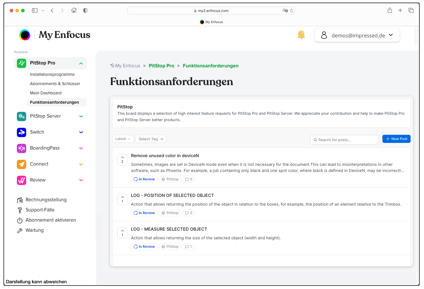 Hier kann jeder Wartungskunde Vorschläge notieren