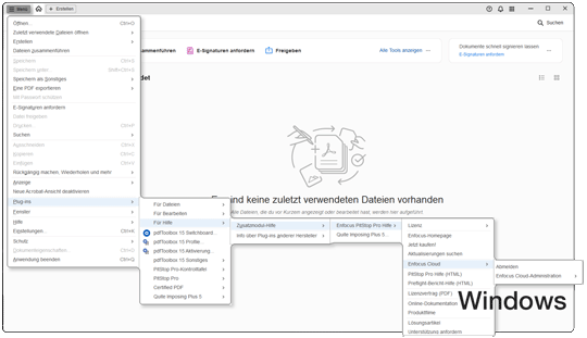 Direkter Zugang auch Acrobat zum Enfocus <br>Cloud Dienst