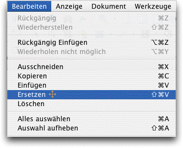 Menüpunkt Einsetzen