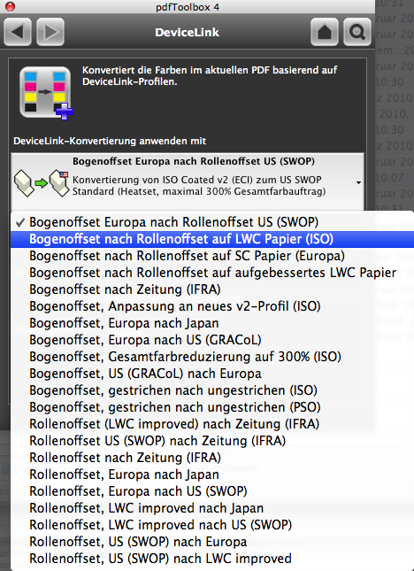 Auswahl des Konvertierung