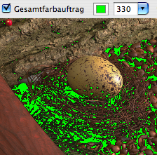 Bild zeigt die Farbauftragswarnung