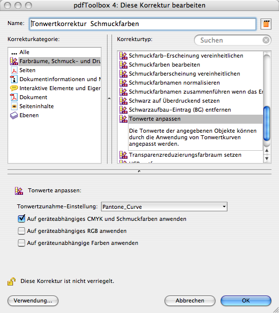 Korrekturauswahl: Tonwerte anpassen